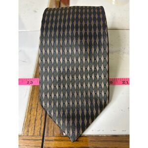 ZIGGURAT Mens Silk Geometric Pattern Necktie Brown‎ Gold Blue